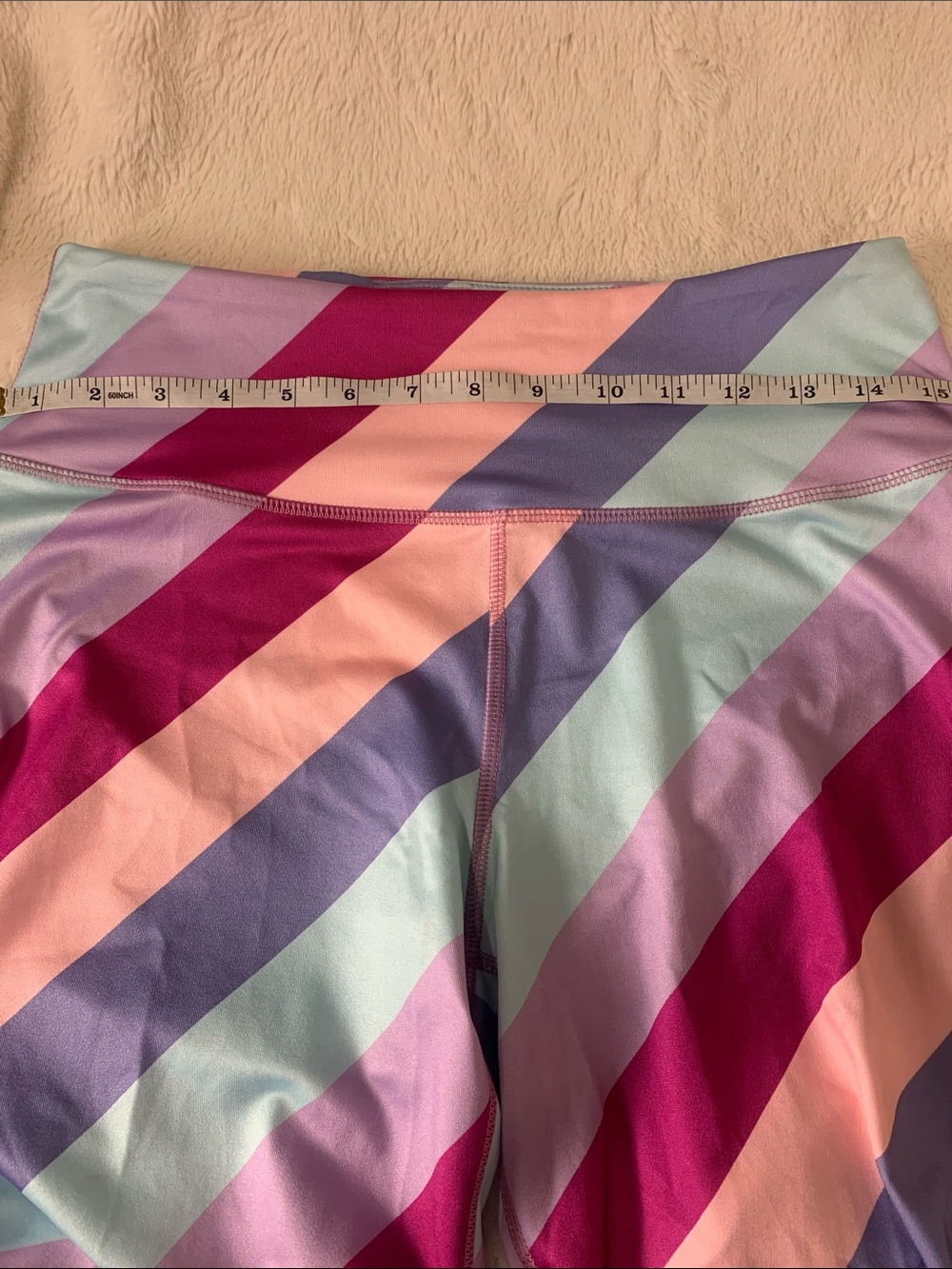 crown & ivy Pastel Diagonal Stripe Leggings - Pink, Peach & Lavender - Picture 4 of 7